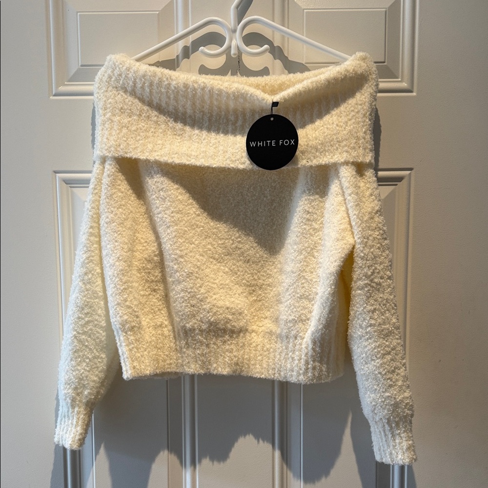 NEW WITH TAGS - WHITE FOX Cream Off-Shoulder Sweater
